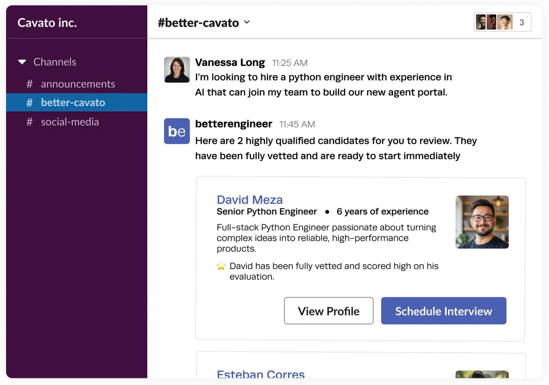 Slack integration with BetterEngineer